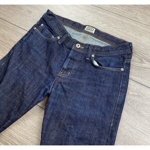 Naked & Famous Men's Straight Leg Salvedge Denim Jeans Blue Size 30X33
